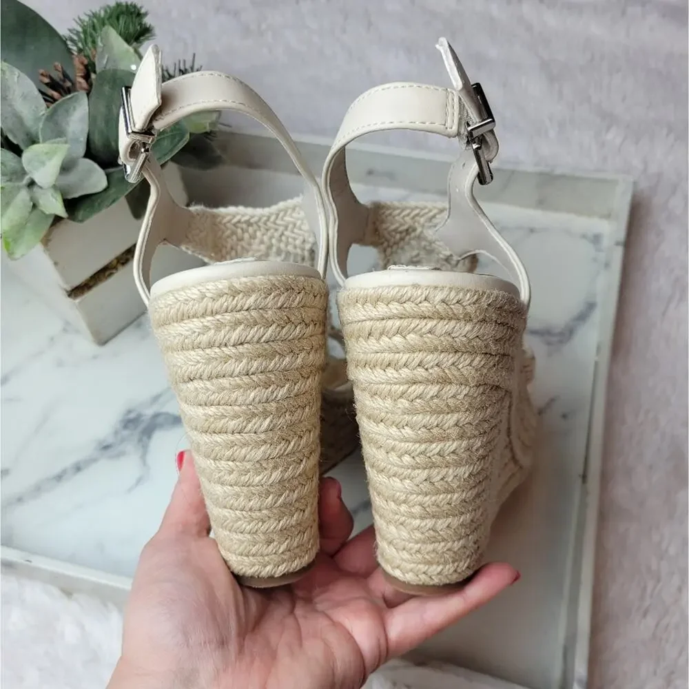 COPPER KEY Dreamcatcher Macrame EspadrillIe Platform Wedges Ivory Boho Size 8